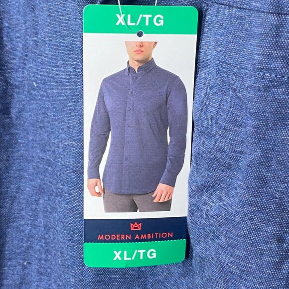 NWT Size XL Men's Blue Modern Ambition Long Sleeve Shirt - Picture 3 of 6